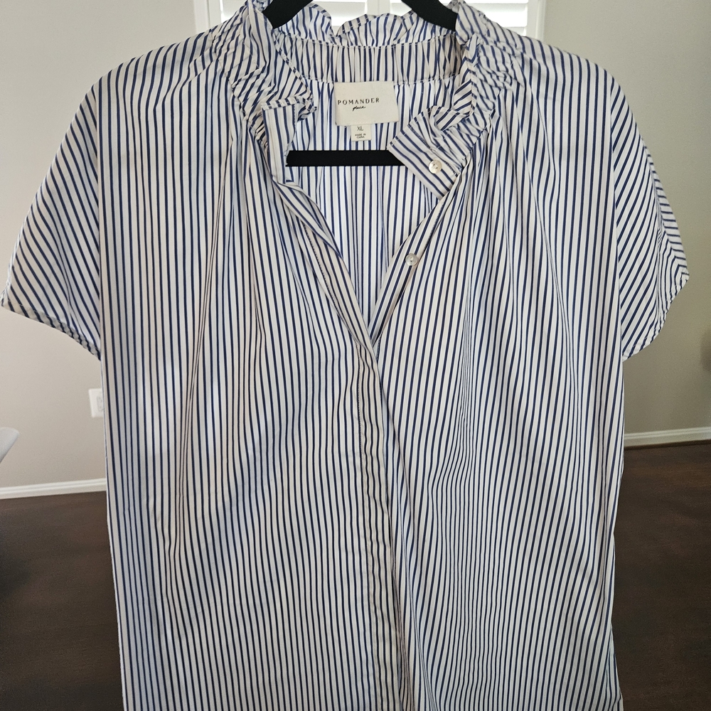 Women's Tuckernuck Classic Blue and White Striped Shirt (NWOT)